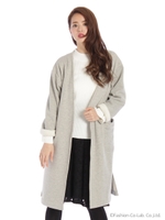 ボンバーヒートノーカラーカットコーディガン/ネイビー