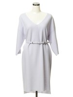 圧縮ウールベルト付きワンピース/ネイビー