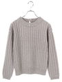 後ろ編み上げニットプルオーバー/杢ライトグレー