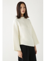 【AZUL by moussy】タック編みアシンメトリー長袖プルオーバー/BLK