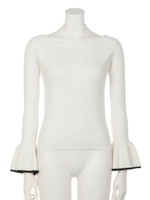 バイカラーフレアSLVニットTOP/BLK