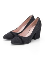 ポインテッドブロックヒールパンプス/D/BLK