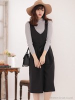 リブニット×オールインワンセット/サーモン