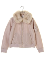 ・ファー襟付き2wayミリタリーブルゾン/ライトピンク