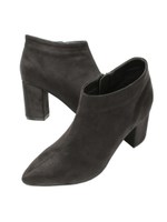 チャンキーヒールサイドジップショートブーツ/スウェード/キャメル