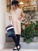 ミラノリブVネックワンピース/グレー