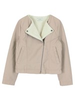 裏ボアノーカラーライダースジャケット/キャメル