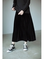 【AZUL by moussy】ベロアプリーツミモレスカート/BLK