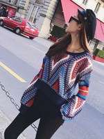 ジオメトリックニットプルオーバー/カラフル