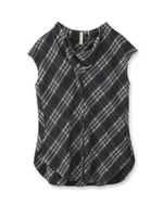 チェック柄クシュクシュブラウス/チャコールグレー(214)