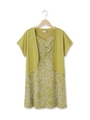 ドットフラワーフェイクワンピース/イエローグリーン(125)