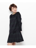 起毛チェックワンピース/ブラック(219)