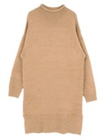 フェザーヤーンボトルネックニットワンピース/グレー