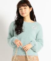 フェザーヤーン花刺繍ニット