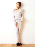 ニットオールインワン/カーキ