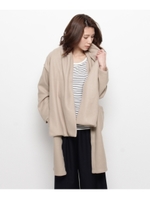 マフラー付き厚手ロングカーディガン/ブラック(019)