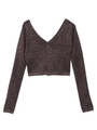 GLITTER W V KNIT TOP/GRY