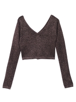 GLITTER W V KNIT TOP/GRY