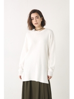 【AZUL by moussy】サイドスリット畦編みニットプルオーバー/WHT