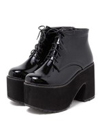 エナメルハイソールブーツ/ブラック