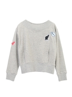 裏毛ワッペン付きプルオーバー/サックスブルー