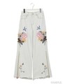 エンブロイダリージップパンツ/ホワイト