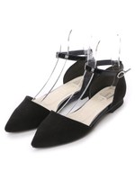 セパレートフラットパンプス/ブラックスエード