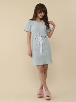 レースアップリブワンピース/ミントグリーン