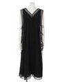 SIDE RIBBON LACE LONG BIBS/BLK