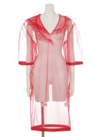 チュールフリルシースルードレス/RED