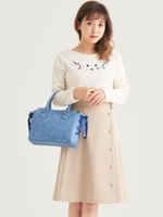 バックル巻き風膝丈スカート/ネイビー