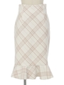 ヘムフレアチェックスカート/ベージュ