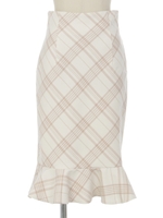 ヘムフレアチェックスカート/ベージュ