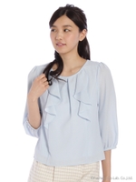 ラッフルブラウス/ネイビー