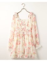 ローズ柄ワンピース/ホワイト