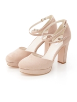 【REZOY】クロスストラップ太ヒールパンプス/ベージュスエード