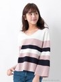 ミラノリブ3Cボーダー/ニット/コン