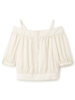 オフショルスリットブラウス/ネイビー