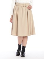 ラップベルト付ミディSK　2/ベージュ