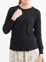 ワッフルラグランプルオーバー/ブラック