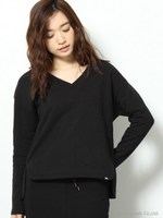 VネックサイドスリットPO/ブラック