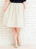 グログランギャザースカート/ベージュ