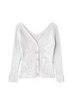 パールリブカーディガン/ピンク(090)