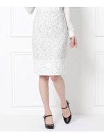 レース×ファンシーツイード タイトスカート/ホワイト系(402)