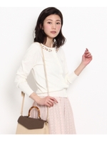 フラワー刺しゅうニットカーディガン/ホワイト(101)