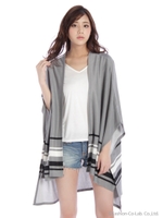 ミルランダムボーダーポンチョアンサンブル/シロ