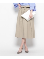 高密度リボンベルトミモレスカート/ネイビー(093)