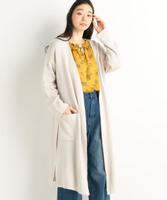 ノーカラーニットコート