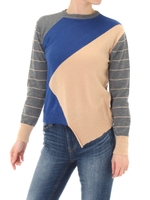 【AZUL by moussy】変形ニットプルオーバー/柄GRY