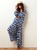 Ｖネックワイドオールインワン/レッド